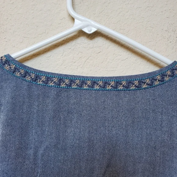 J.Jill Embroidered Elastic Sleeve Top. Size Large - Picture 6 of 8